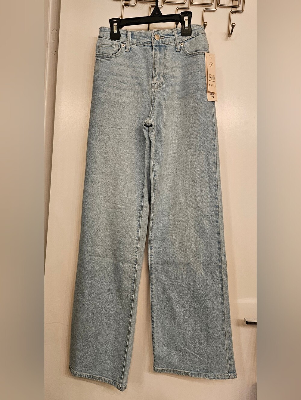 NWT No Boundaries Womens Baggy Wide Leg Jeans Light Wash Size XS 0-2 High Rise